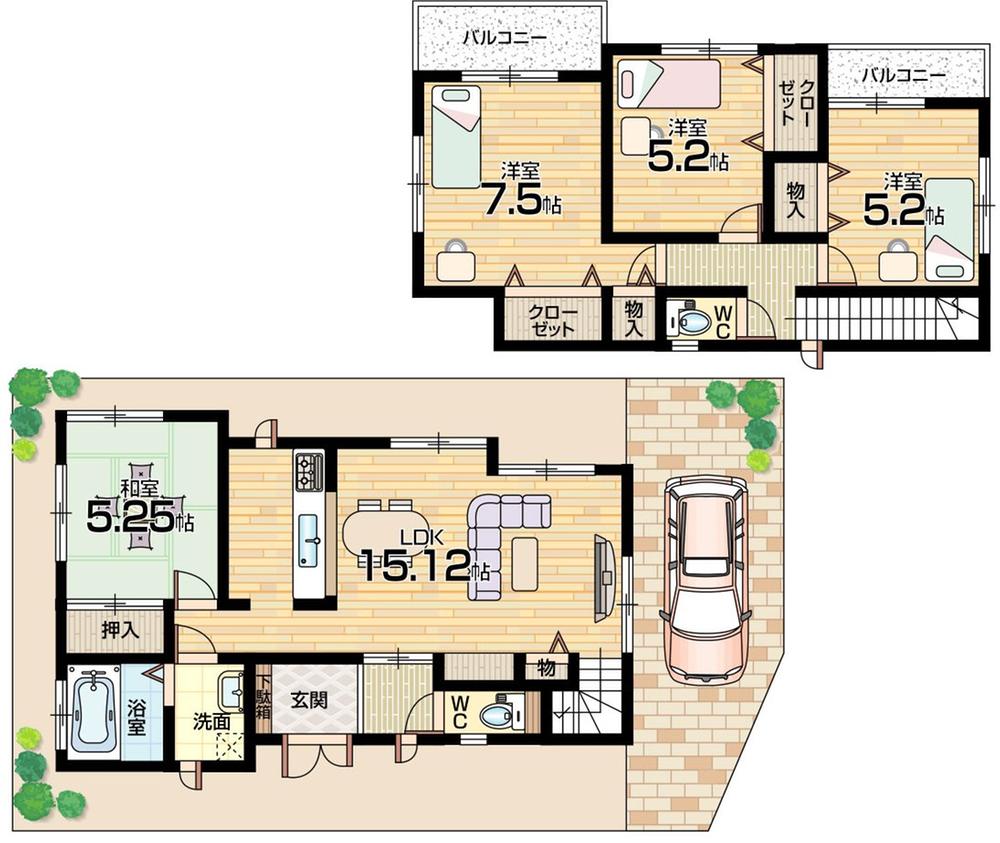 Floor plan. 23.8 million yen, 4LDK, Land area 90.32 sq m , Building area 91.91 sq m