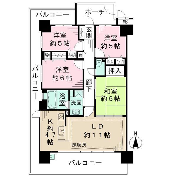 Floor plan. 4LDK, Price 26,800,000 yen, Footprint 82.4 sq m , Balcony area 32.4 sq m