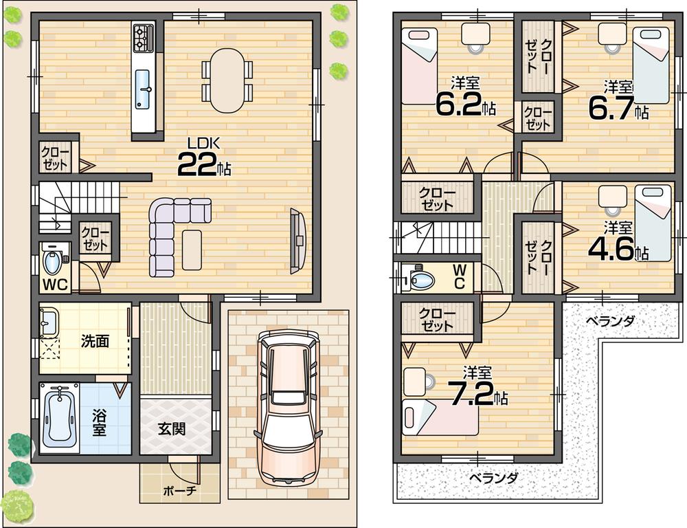 Floor plan. (A No. land), Price 28.8 million yen, 4LDK, Land area 91.66 sq m , Building area 106.01 sq m