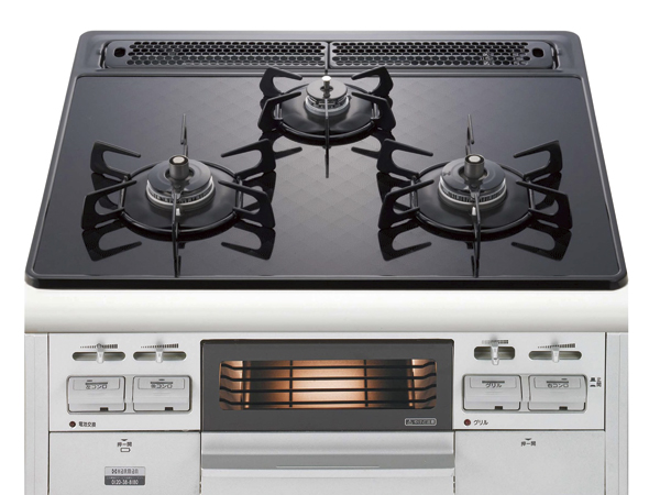 Kitchen.  [Black glass coat top built-in stove] Boil over is also quick and adopted only easy to clean black glass coat top built-in stove to wipe scratch (same specifications)