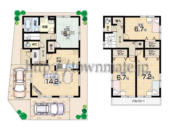 Floor plan. 29,800,000 yen, 4LDK, Land area 97.79 sq m , Building area 98.41 sq m land area 97.79 square meters building area 98.41 square meters