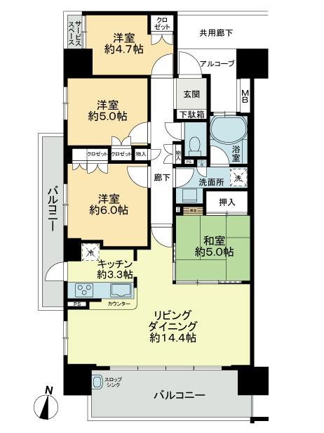 Floor plan. 4LDK, Price 19,800,000 yen, Footprint 84.3 sq m , Balcony area 18.3 sq m