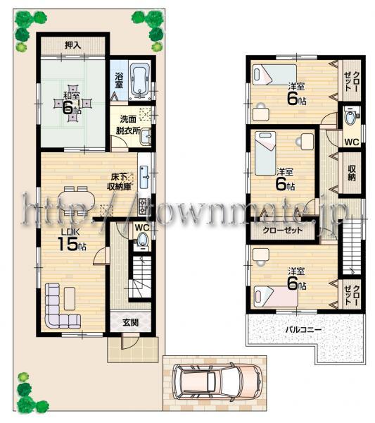 Floor plan. 19,800,000 yen, 4LDK, Land area 100.99 sq m , Building area 97.71 sq m Floor