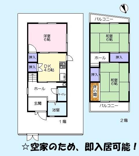 Floor plan. 4 million yen, 3DK, Land area 72.49 sq m , Building area 55.48 sq m   ☆ All room 6 quires more