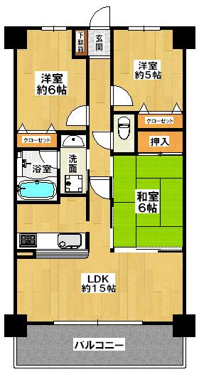 Floor plan. 3LDK, Price 17,900,000 yen, Footprint 68.6 sq m , Balcony area 9.22 sq m