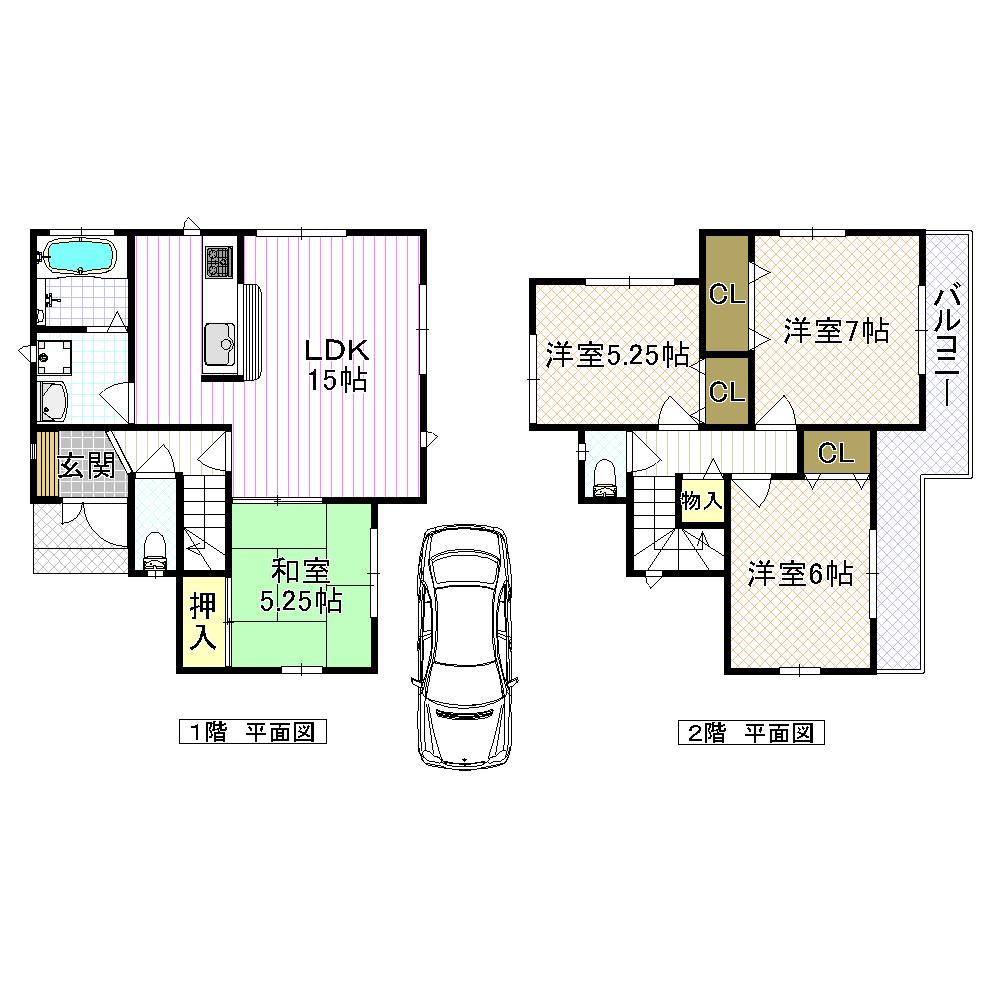 Floor plan. (K No. land), Price 24,800,000 yen, 4LDK, Land area 96.5 sq m , Building area 91.5 sq m