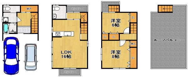 Floor plan. 16.8 million yen, 2LDK, Land area 64.68 sq m , Building area 83.8 sq m