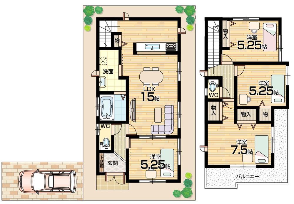 Floor plan. 19,800,000 yen, 4LDK, Land area 94.67 sq m , Building area 90.26 sq m