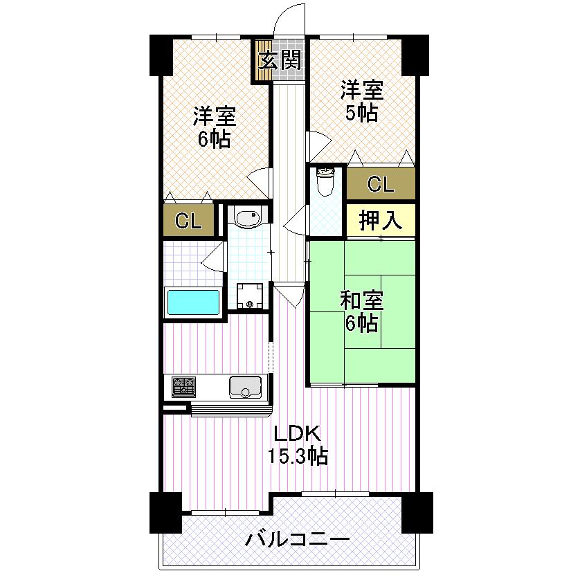 Floor plan. 3LDK, Price 17,900,000 yen, Footprint 68.6 sq m , Balcony area 9.92 sq m