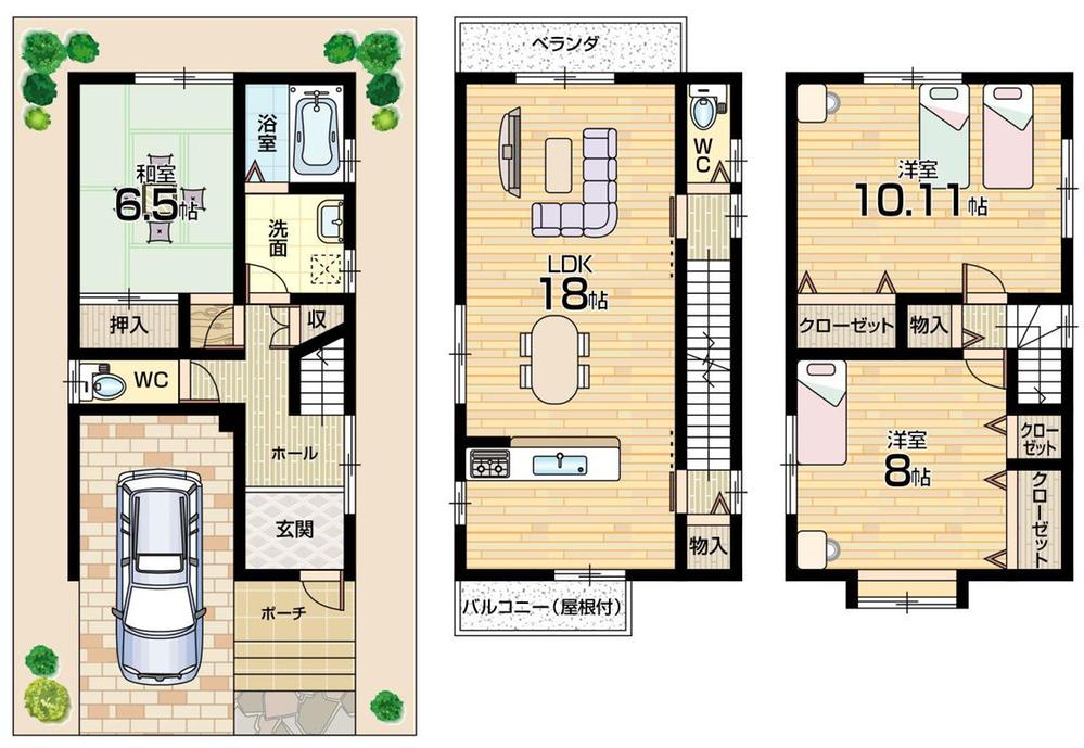 Floor plan. 20.8 million yen, 3LDK, Land area 61.49 sq m , Spacious living room with a building area of 110.58 sq m 1 all floor