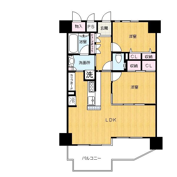 Floor plan. 2LDK, Price 14.8 million yen, Occupied area 71.28 sq m , Balcony area 12.64 sq m