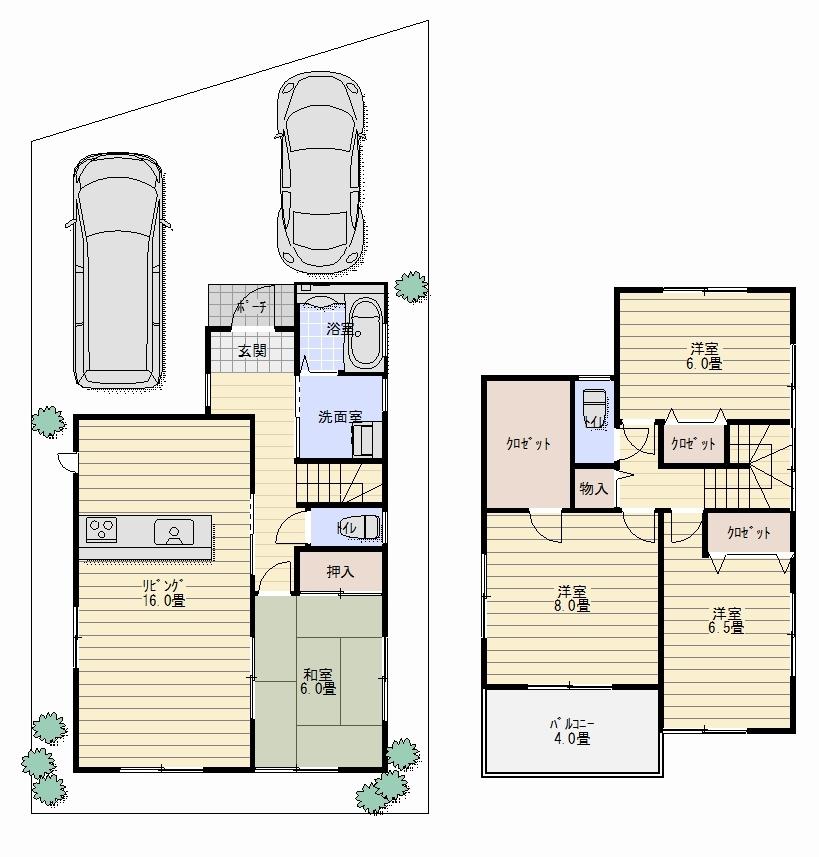 Floor plan. (No. 2 locations), Price 24,800,000 yen, 4LDK, Land area 135.24 sq m , Building area 104.33 sq m