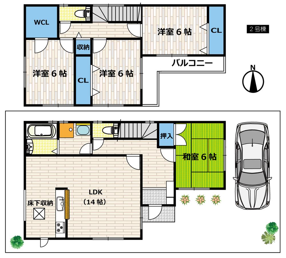 Floor plan. (No. 2 locations), Price 28.8 million yen, 4LDK, Land area 125.57 sq m , Building area 98.54 sq m