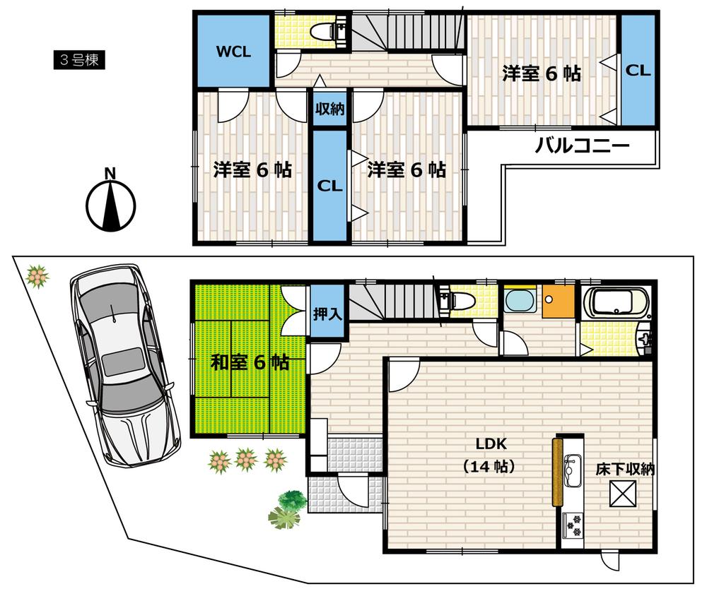 Floor plan. (No. 3 locations), Price 27,800,000 yen, 4LDK, Land area 122.5 sq m , Building area 98.54 sq m