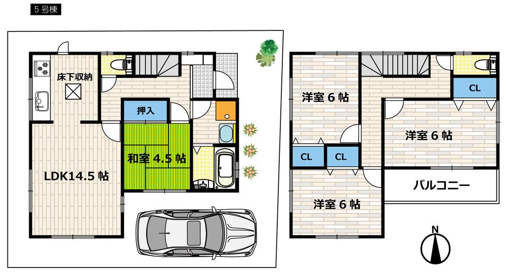 Floor plan. (No. 5 locations), Price 26,800,000 yen, 4LDK, Land area 104.78 sq m , Building area 96.88 sq m