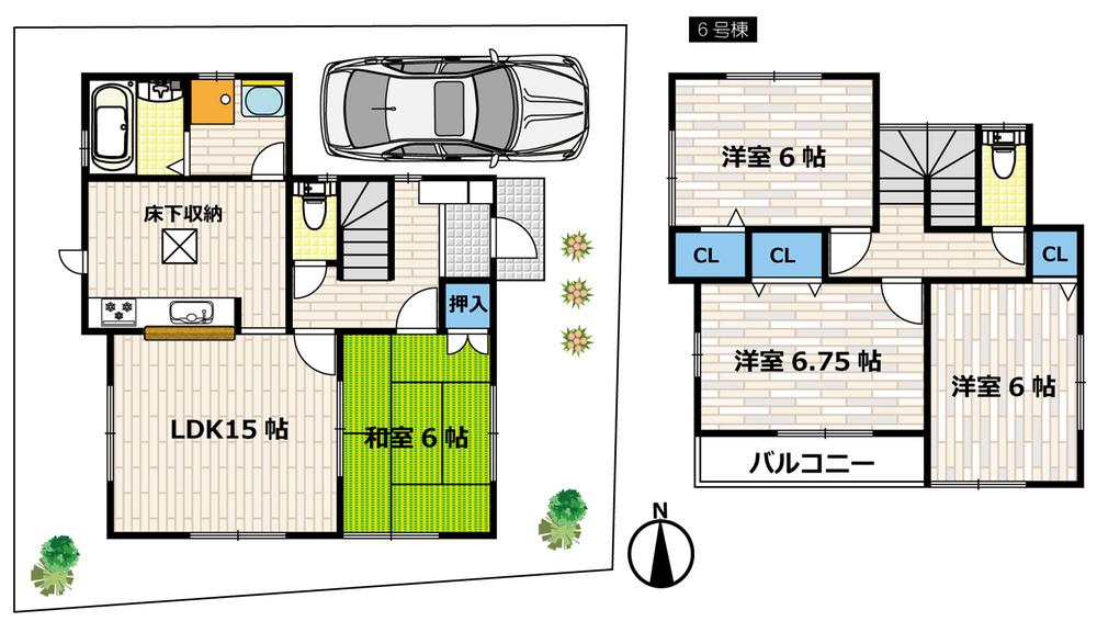 Floor plan. (No. 6 locations), Price 26,800,000 yen, 4LDK, Land area 107.12 sq m , Building area 93.98 sq m