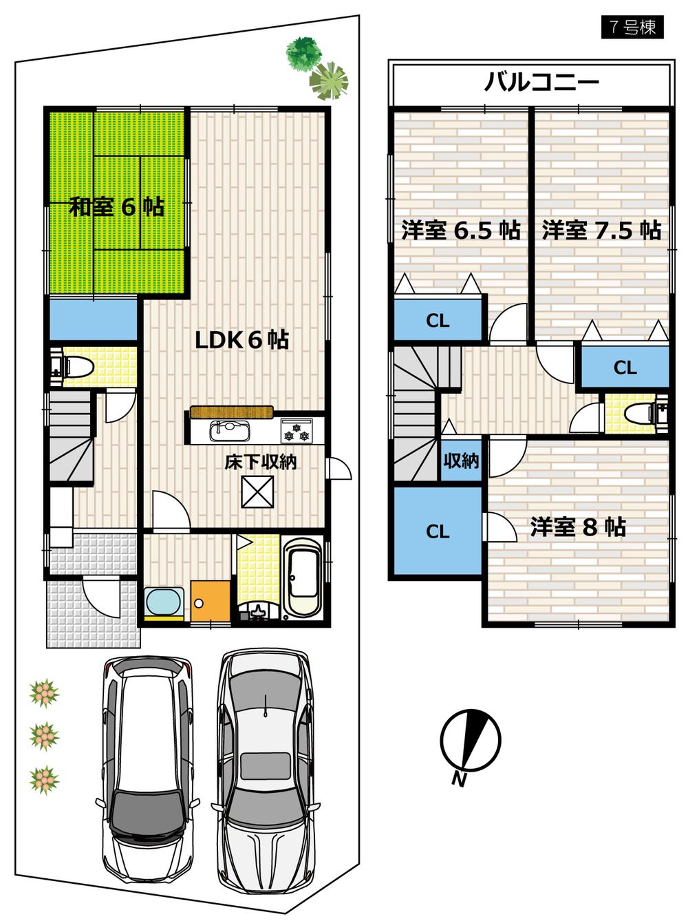 Floor plan. (No. 7 locations), Price 30,800,000 yen, 4LDK, Land area 143.51 sq m , Building area 105.98 sq m