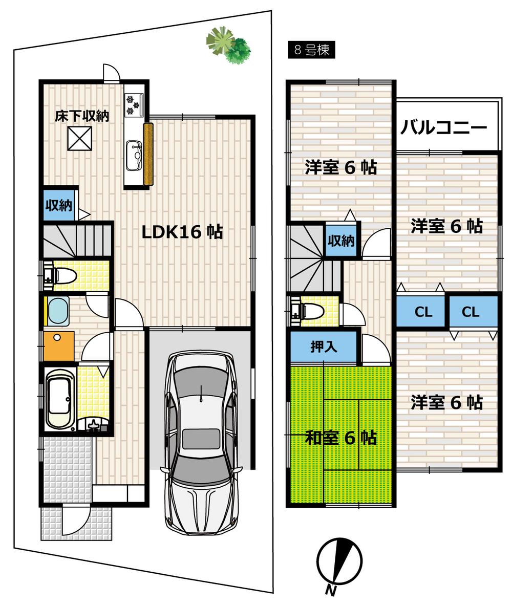 Floor plan. (No. 8 locations), Price 26,800,000 yen, 4LDK, Land area 117.93 sq m , Building area 106.82 sq m