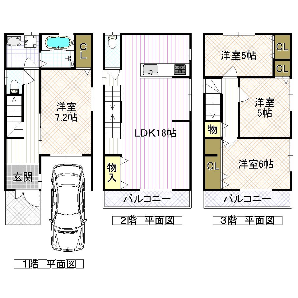 Compartment view + building plan example. Building plan example 4LDK, Land price 10 million yen, Land area 72.34 sq m , Building price 15.8 million yen, Building area 117.98 sq m