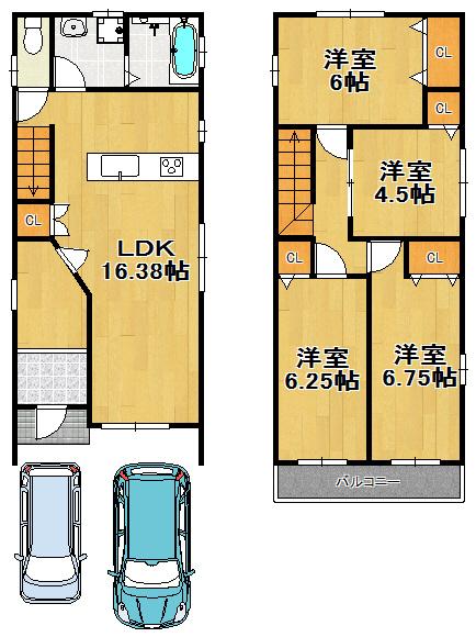 Floor plan. 19,800,000 yen, 4LDK, Land area 73.57 sq m , Spacious living space in the building area 82.39 sq m loft and all the living room with storage space