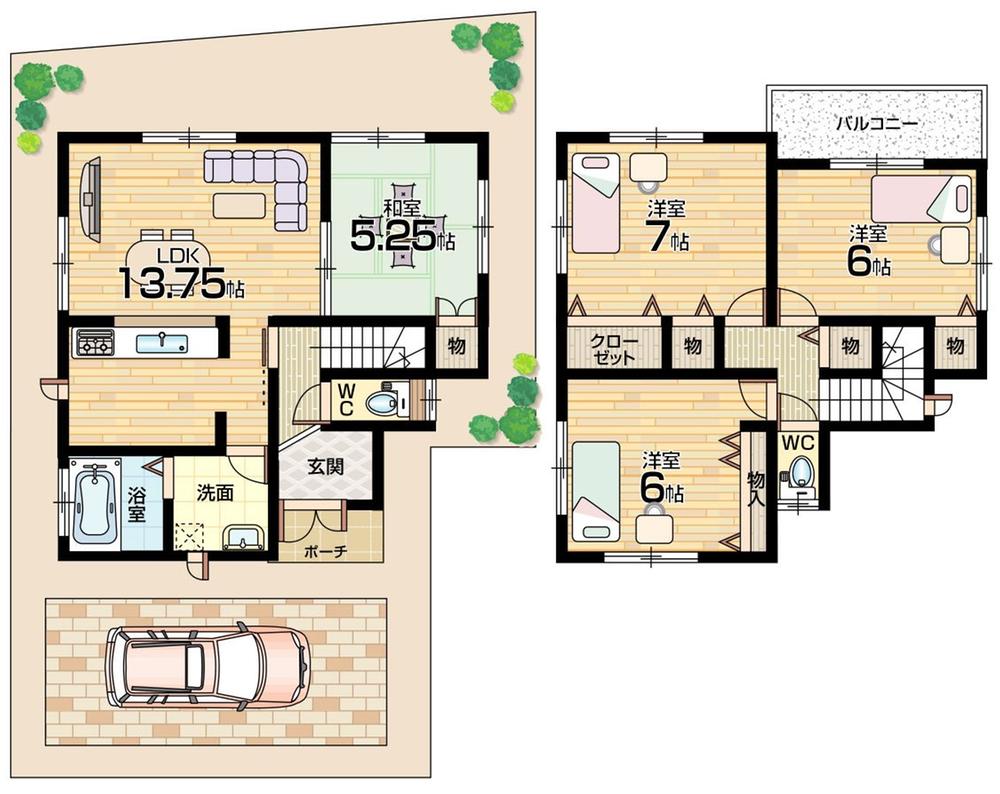 Floor plan. 20.8 million yen, 4LDK, Land area 90.13 sq m , Building area 89.84 sq m