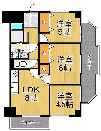 Floor plan. 3DK, Price 13.8 million yen, Footprint 56.7 sq m