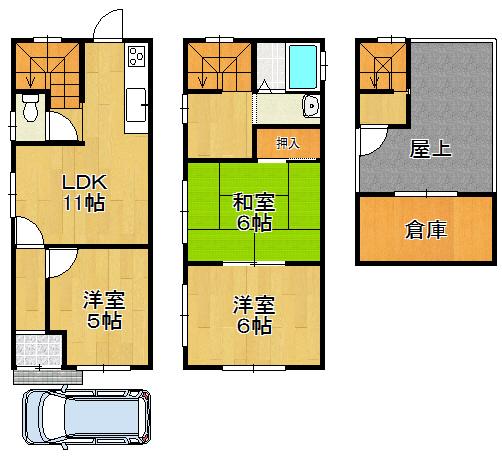 Floor plan. 11.9 million yen, 3LDK, Land area 54.35 sq m , Building area 64.8 sq m