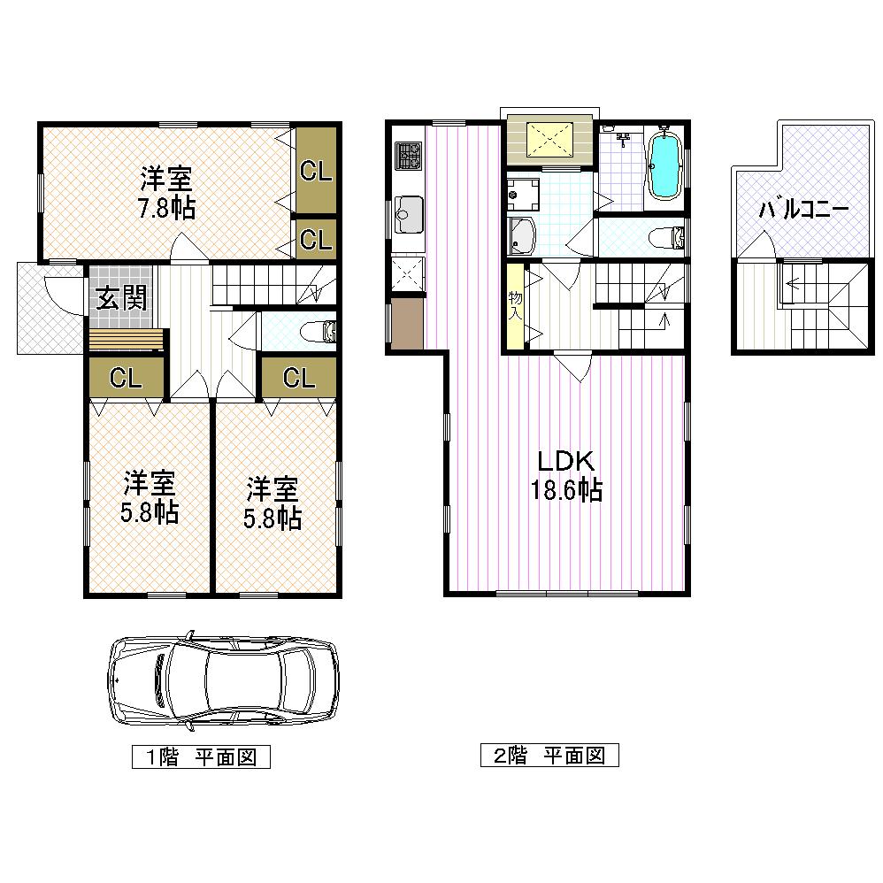 Floor plan. 22,800,000 yen, 3LDK, Land area 80.33 sq m , Building area 90.06 sq m