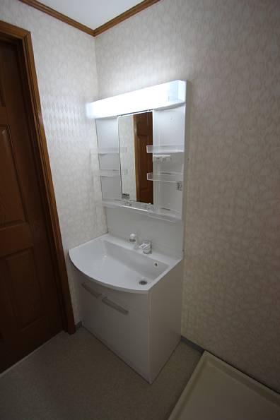 Wash basin, toilet. Convenient Shampoo dresser! 