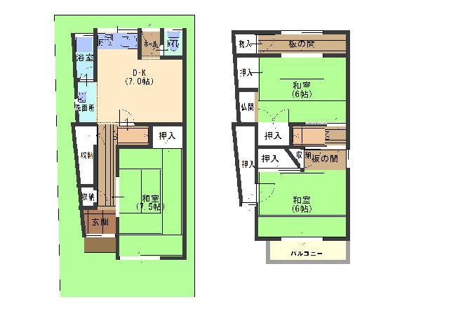 Floor plan. 4.8 million yen, 3DK, Land area 60.59 sq m , Building area 62.38 sq m