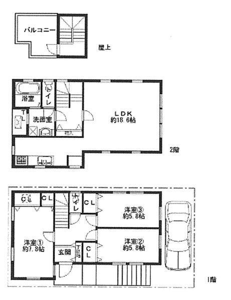 Floor plan. 22,800,000 yen, 3LDK, Land area 80.33 sq m , Building area 90.06 sq m