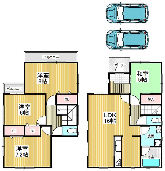 Floor plan. 24,800,000 yen, 4LDK, Land area 102.82 sq m , Building area 95.17 sq m