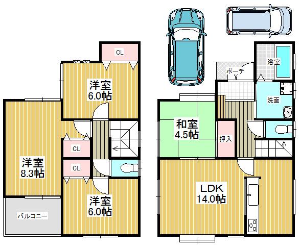 Floor plan. 33,800,000 yen, 4LDK, Land area 92.7 sq m , Building area 91.08 sq m barrier-free of human-friendly home