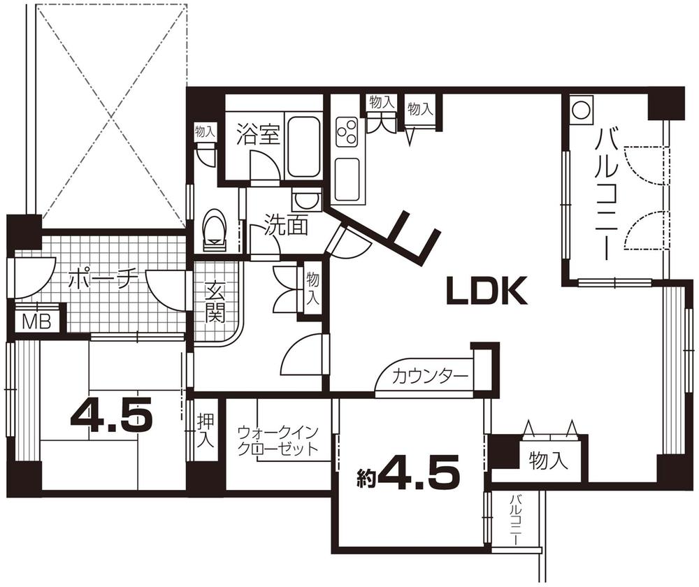 Floor plan. 2LDK + S (storeroom), Price 17 million yen, Footprint 79.6 sq m , Balcony area 6.4 sq m