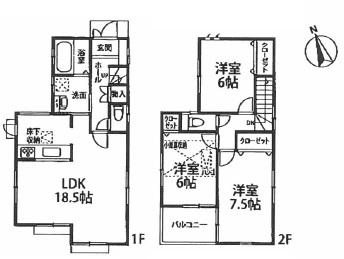 Floor plan. 32,800,000 yen, 4LDK, Land area 85.8 sq m , Building area 88.6 sq m 3 No. land floor plan