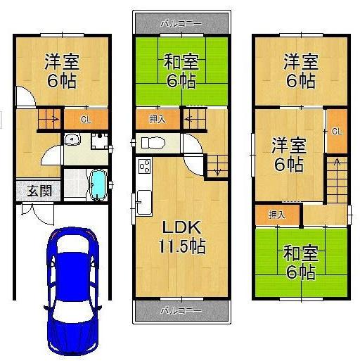 Floor plan. 11.8 million yen, 5LDK, Land area 56.6 sq m , Building area 88.25 sq m   ◆  ◆ 5LDK large garage ◆  ◆ 