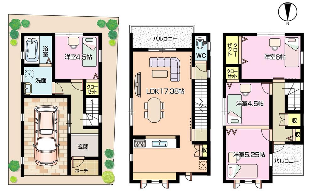 Floor plan. 24,800,000 yen, 4LDK, Land area 59.46 sq m , A spacious living room of the building area 105.04 sq m 17 Pledge, Is a floor plan of 4LDK!