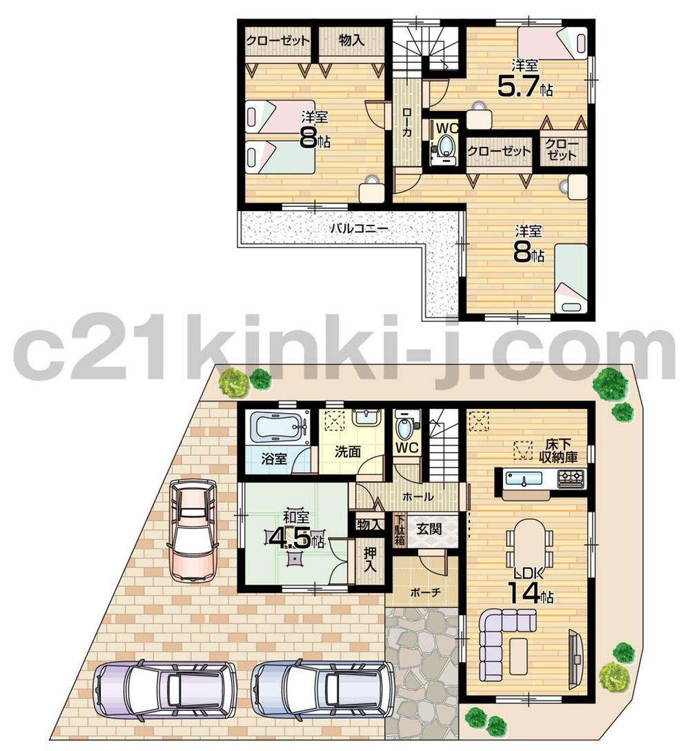 Floor plan. (No. 5 locations), Price 24,800,000 yen, 4LDK, Land area 105.1 sq m , Building area 91.93 sq m