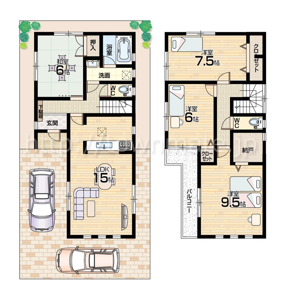 Floor plan. (3 Building), Price 25,800,000 yen, 4LDK, Land area 101.56 sq m , Building area 101.25 sq m