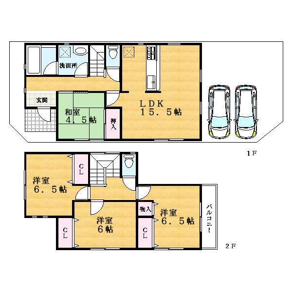 Floor plan. (1 Building), Price 23 million yen, 4LDK, Land area 117.39 sq m , Building area 93.15 sq m