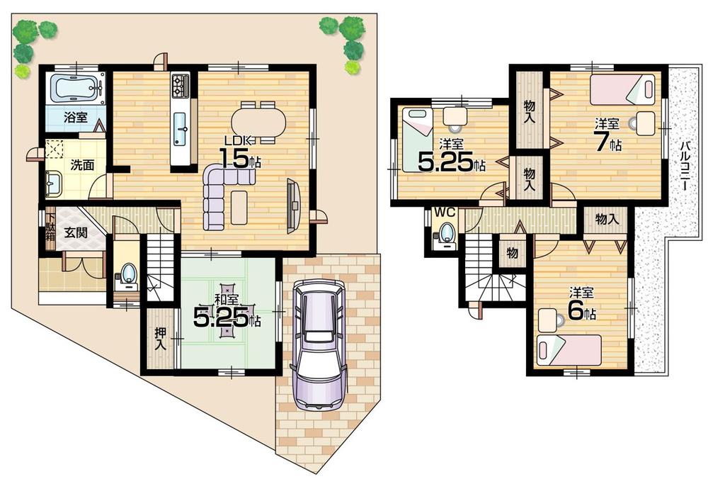 Floor plan. 24,800,000 yen, 4LDK, Land area 96.5 sq m , Building area 91.5 sq m