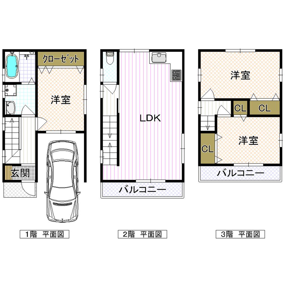 Floor plan. 17.3 million yen, 3LDK, Land area 58.7 sq m , Building area 93.15 sq m