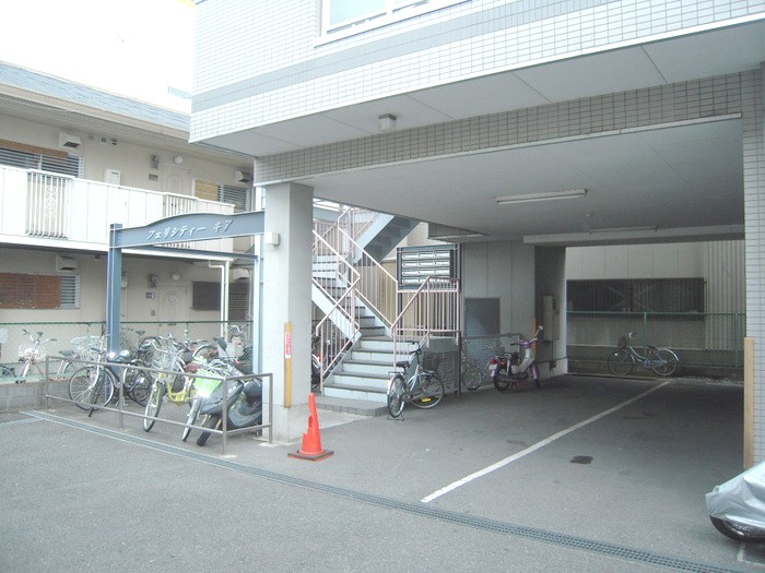 Building appearance. Bicycle parking space