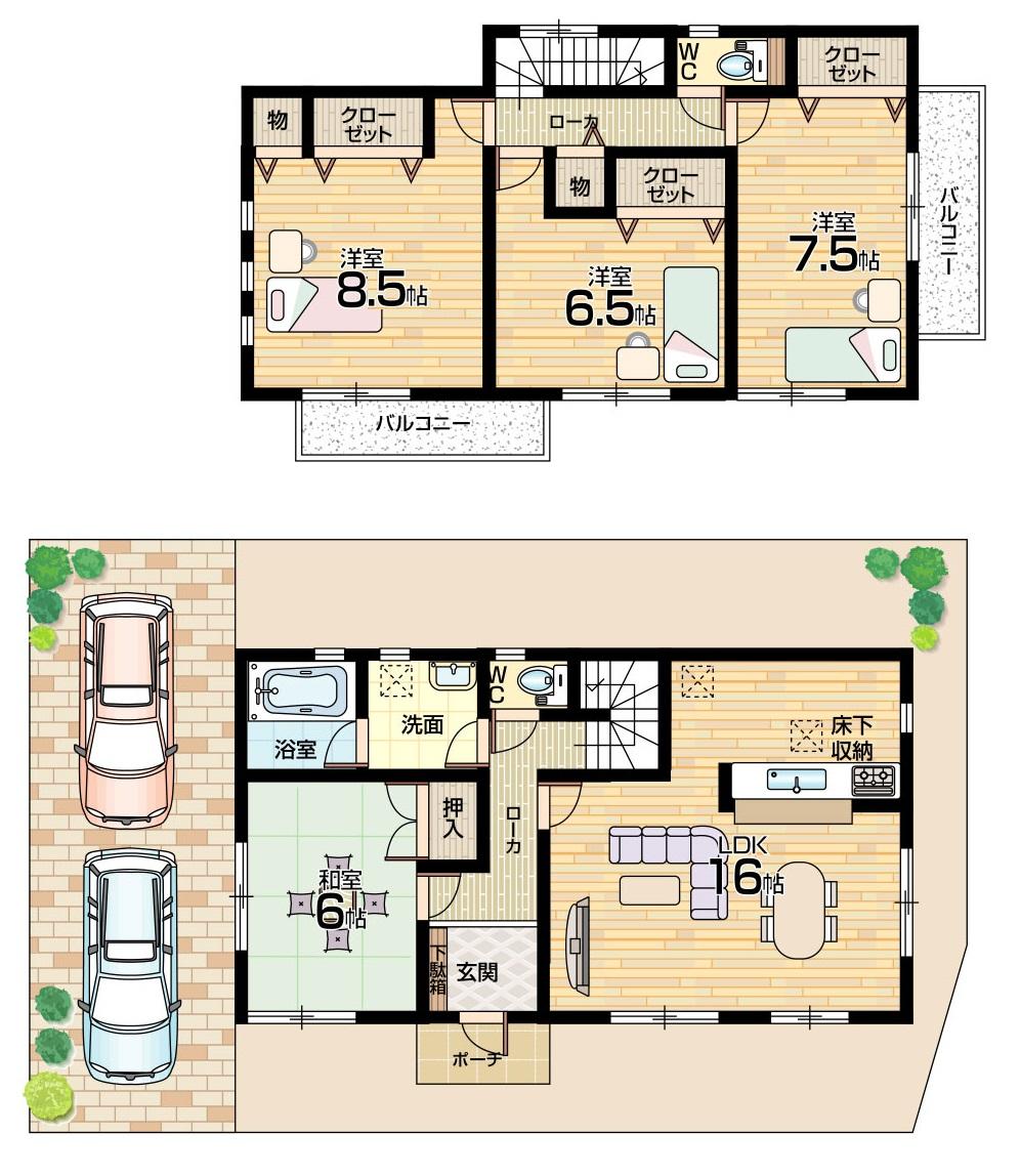 Floor plan. 28.8 million yen, 4LDK, Land area 120 sq m , Building area 103.68 sq m