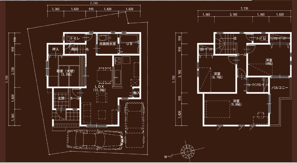 Building plan example (introspection photo). No. B land (floor plan)