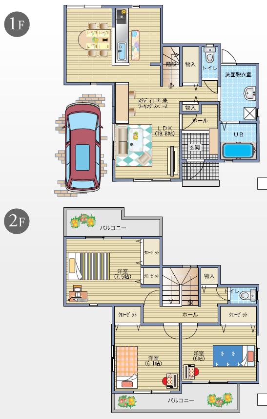 Building plan example (introspection photo). House spacious there is a study corner where you can enjoy the hobby to LDK. 