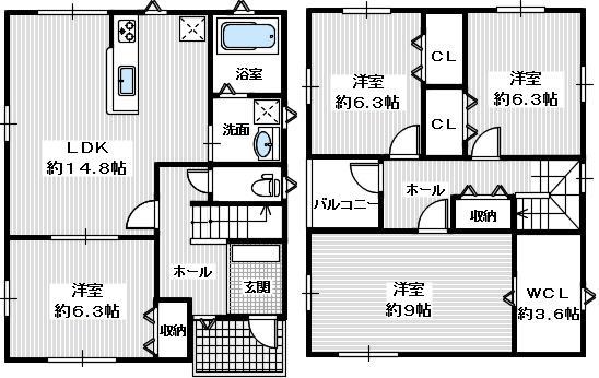 Floor plan. 29,800,000 yen, 4LDK, Land area 211.75 sq m , Building area 112 sq m
