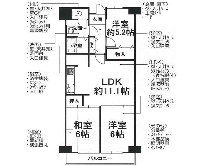 Floor plan. 3LDK, Price 9.8 million yen, Footprint 64 sq m , Balcony area 7.84 sq m 2013 June renovation completed