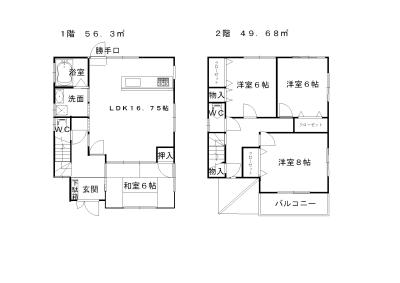Building plan example (floor plan). Building plan example Building price 1,435 yen Building area 105.98  sq m