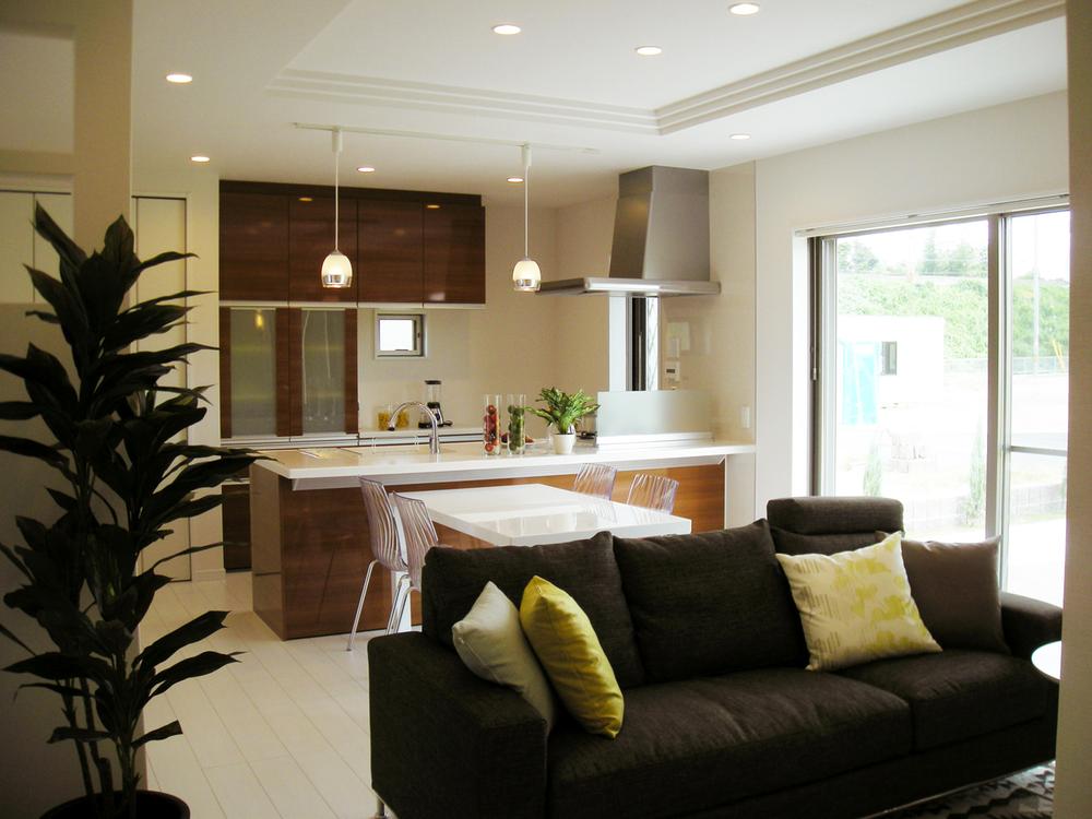 Model house photo. Spacious LDK is space where feeling of opening considering the won to use LDK interior shine.